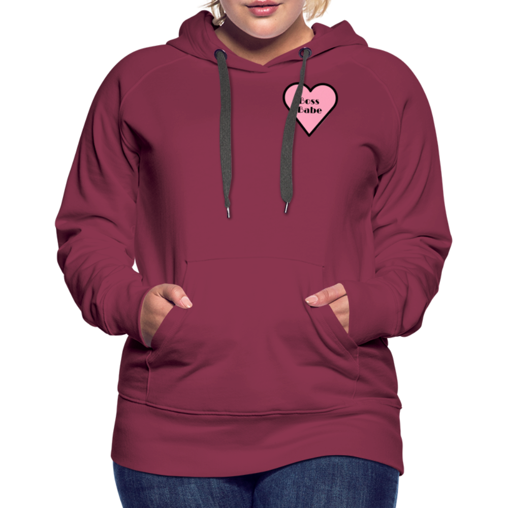 Customizable Boss Babe Pink Heart Moji Women’s Premium Hoodie - Emoji.Express - burgundy
