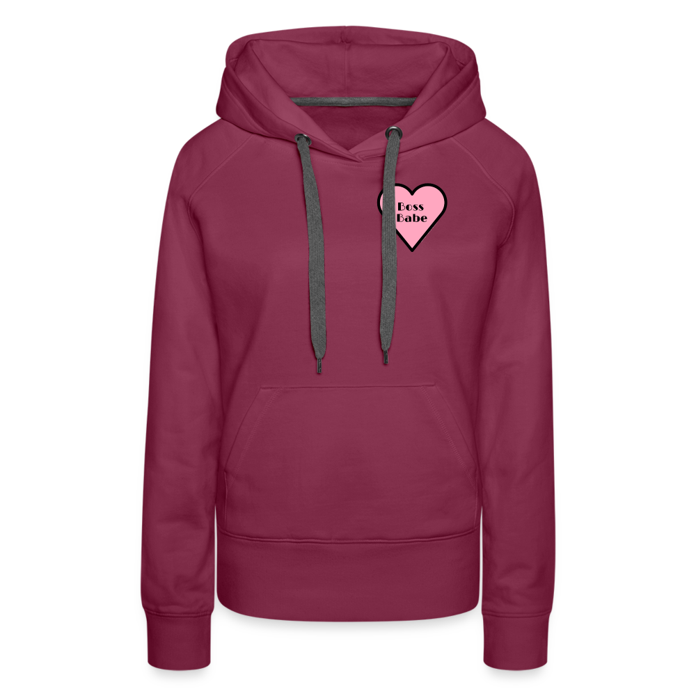 Customizable Boss Babe Pink Heart Moji Women’s Premium Hoodie - Emoji.Express - burgundy