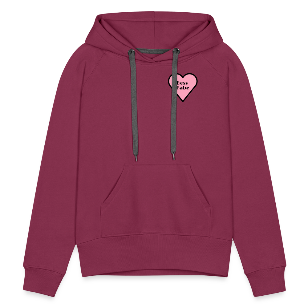 Customizable Boss Babe Pink Heart Moji Women’s Premium Hoodie - Emoji.Express - burgundy