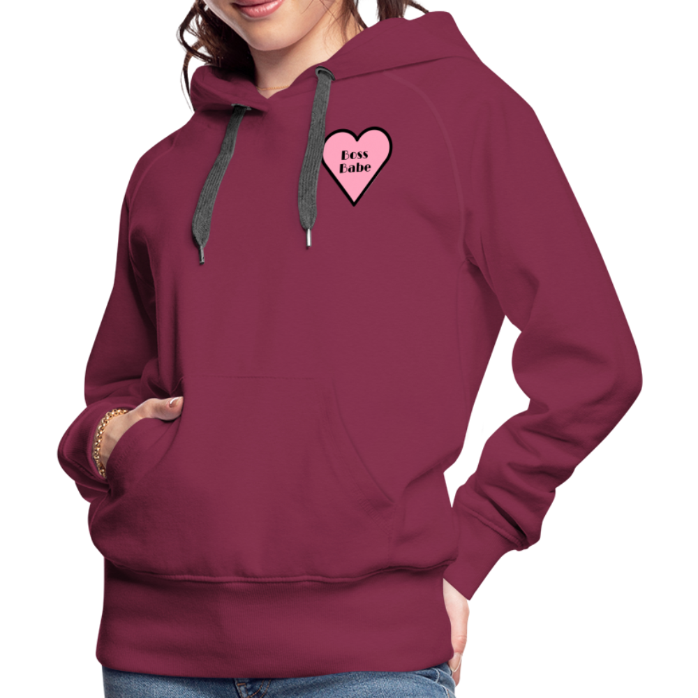Customizable Boss Babe Pink Heart Moji Women’s Premium Hoodie - Emoji.Express - burgundy