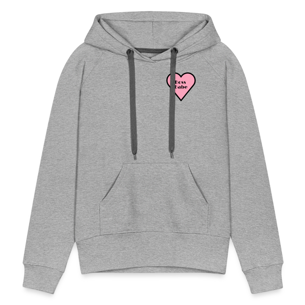 Customizable Boss Babe Pink Heart Moji Women’s Premium Hoodie - Emoji.Express - heather grey