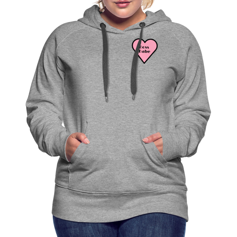 Customizable Boss Babe Pink Heart Moji Women’s Premium Hoodie - Emoji.Express - heather grey