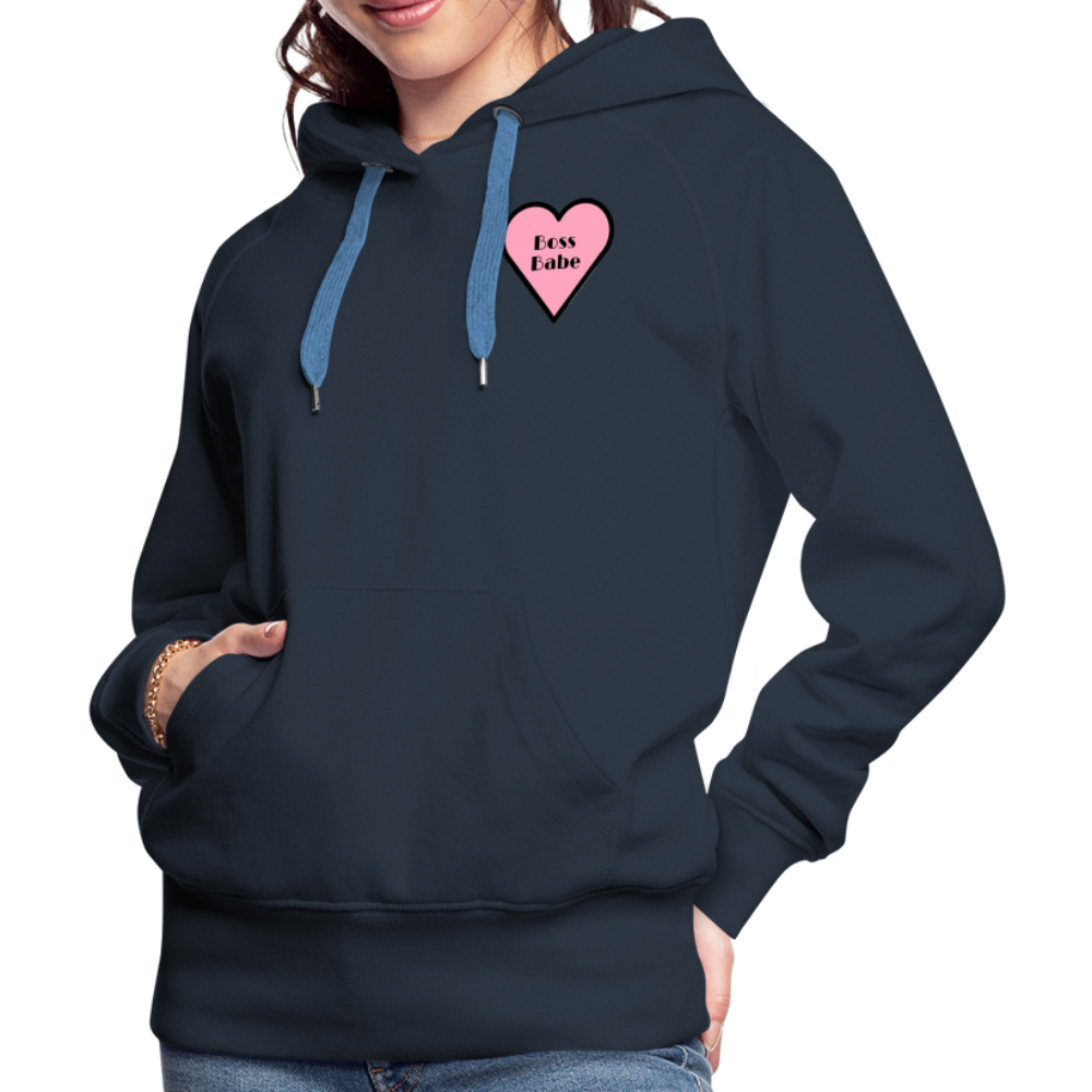 Customizable Boss Babe Pink Heart Moji Women’s Premium Hoodie - Emoji.Express - navy