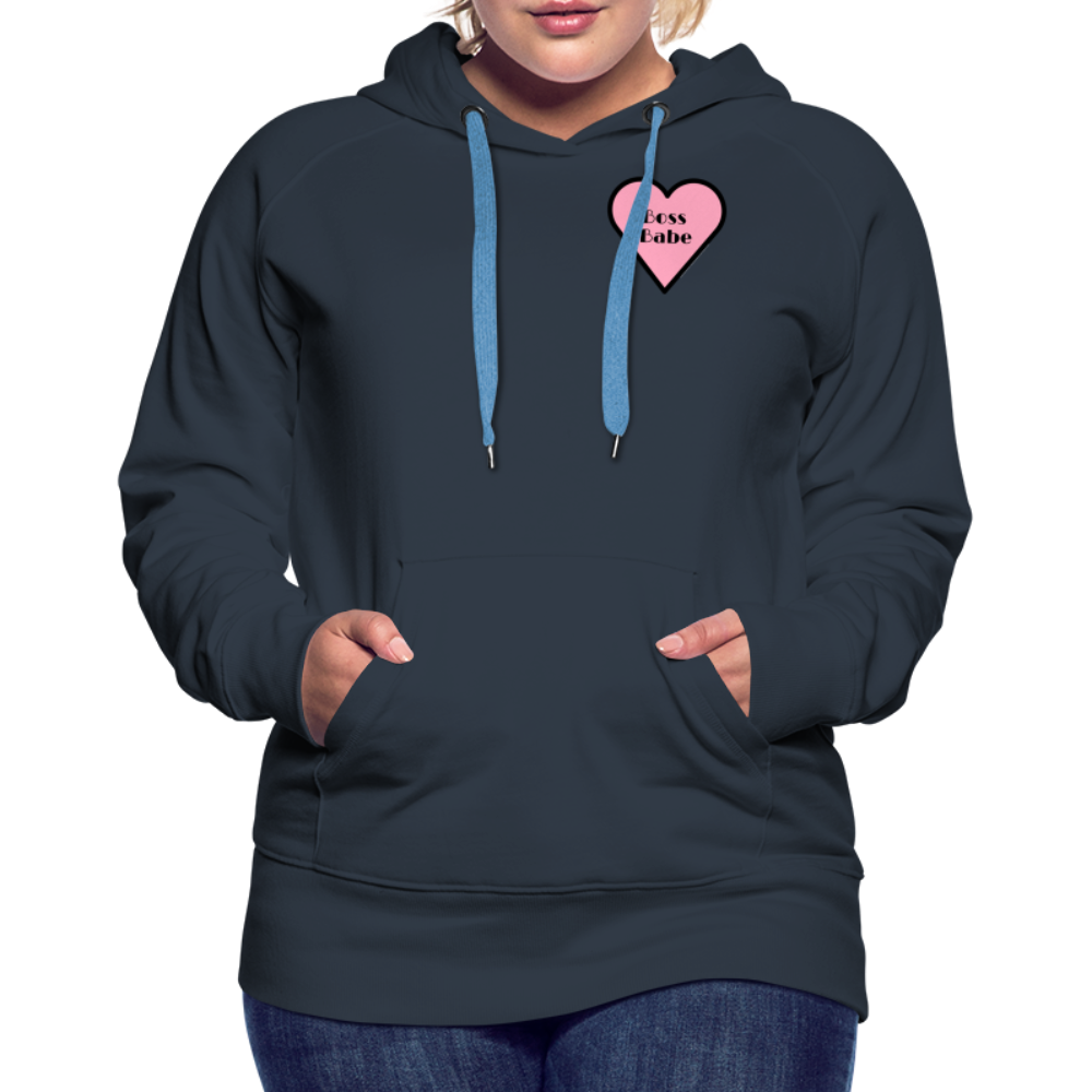 Customizable Boss Babe Pink Heart Moji Women’s Premium Hoodie - Emoji.Express - navy