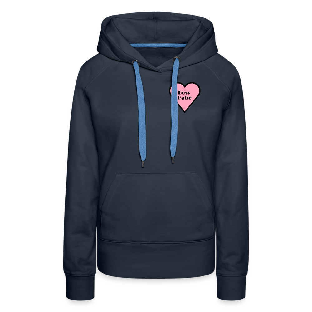 Customizable Boss Babe Pink Heart Moji Women’s Premium Hoodie - Emoji.Express - navy