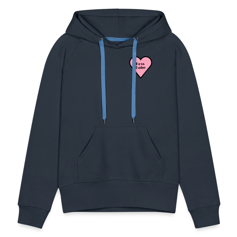 Customizable Boss Babe Pink Heart Moji Women’s Premium Hoodie - Emoji.Express - navy