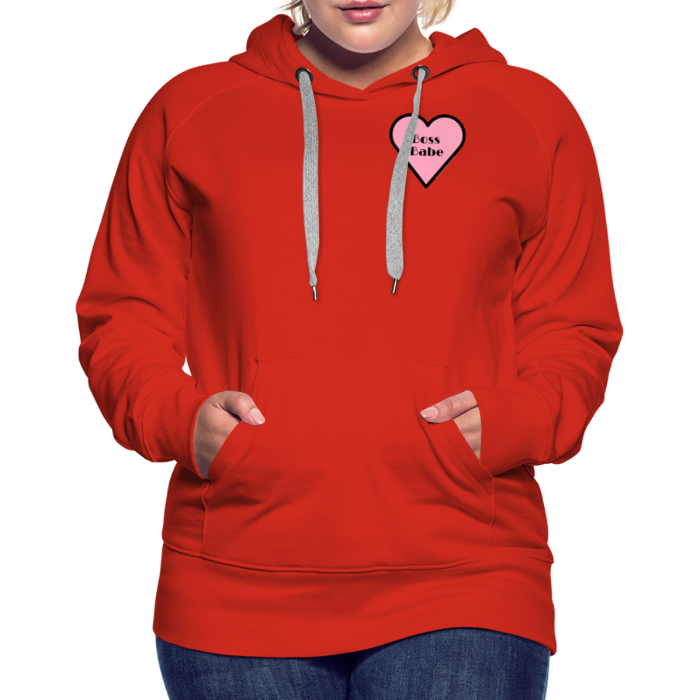 Customizable Boss Babe Pink Heart Moji Women’s Premium Hoodie - Emoji.Express - red