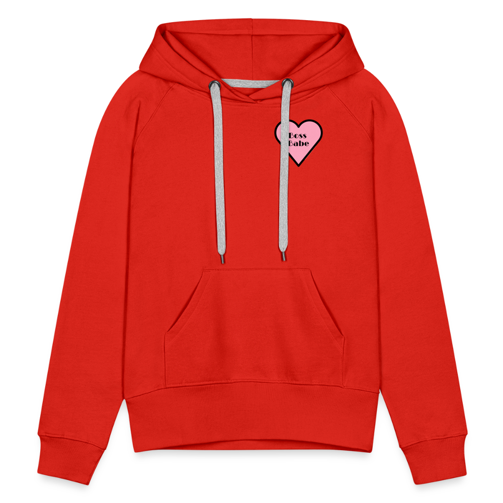 Customizable Boss Babe Pink Heart Moji Women’s Premium Hoodie - Emoji.Express - red