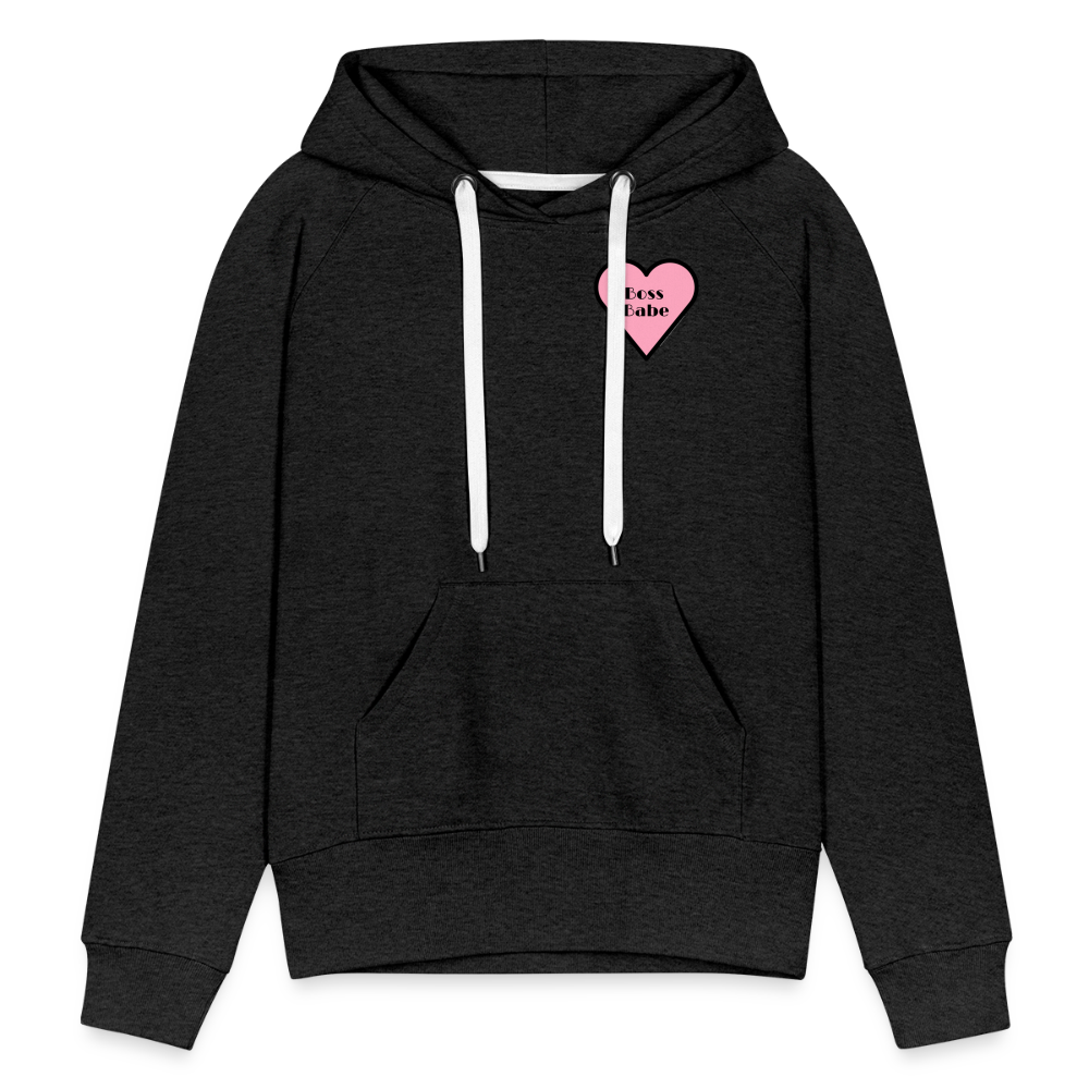 Customizable Boss Babe Pink Heart Moji Women’s Premium Hoodie - Emoji.Express - charcoal grey