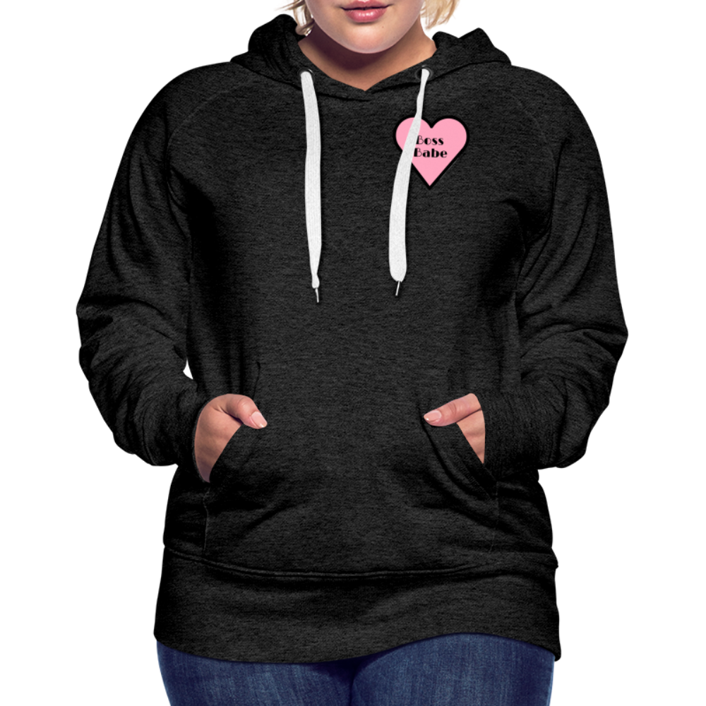 Customizable Boss Babe Pink Heart Moji Women’s Premium Hoodie - Emoji.Express - charcoal grey