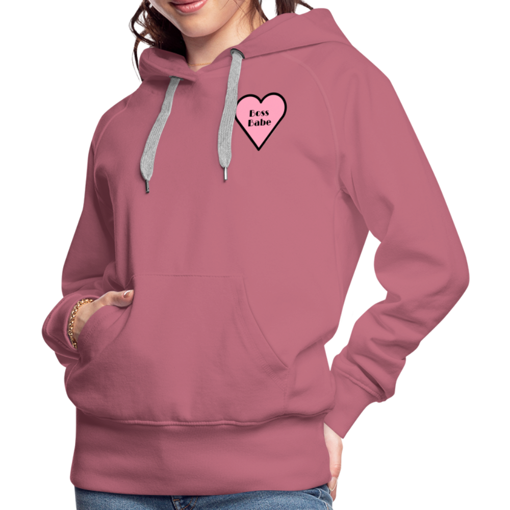 Customizable Boss Babe Pink Heart Moji Women’s Premium Hoodie - Emoji.Express - mauve