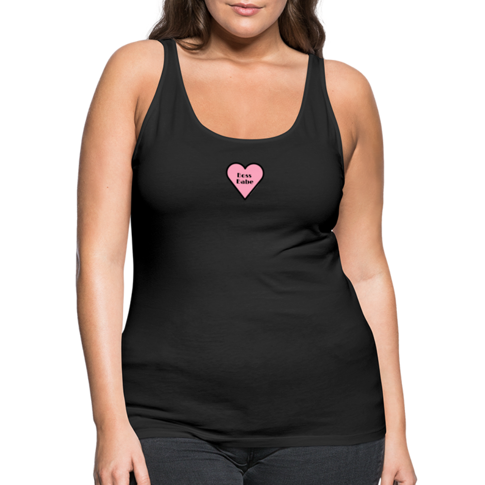 Customizable Boss Babe Pink Heart Moji Women’s Premium Tank Top - Emoji.Express - black
