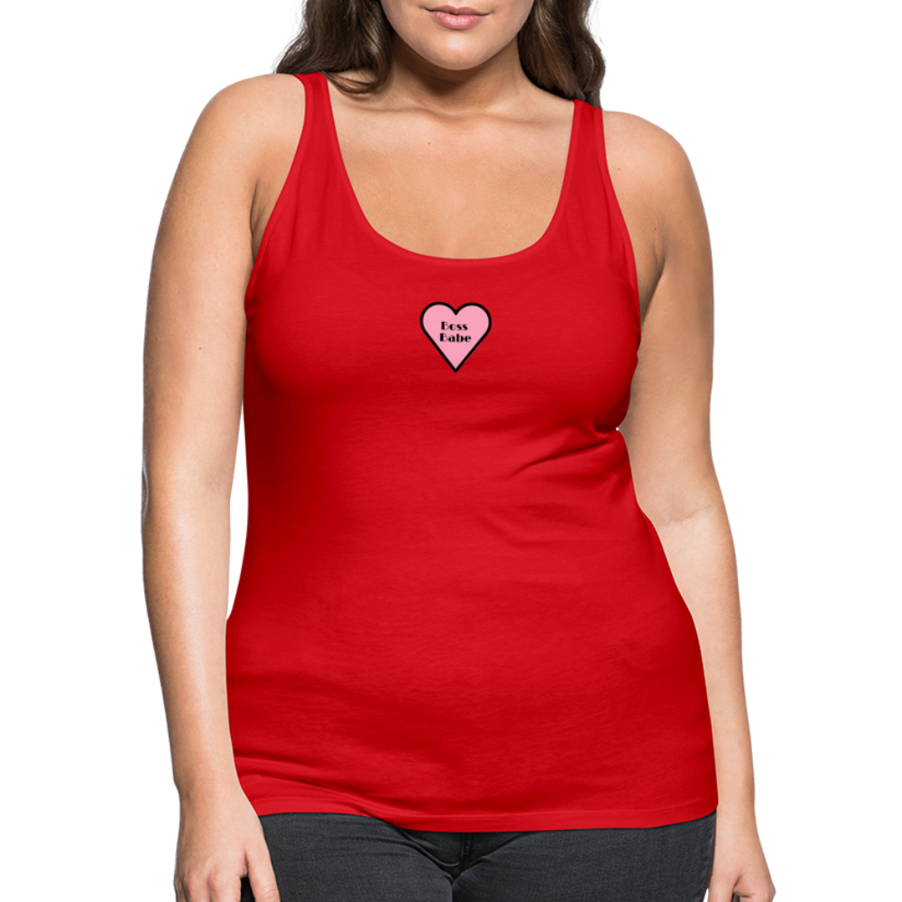 Customizable Boss Babe Pink Heart Moji Women’s Premium Tank Top - Emoji.Express - red