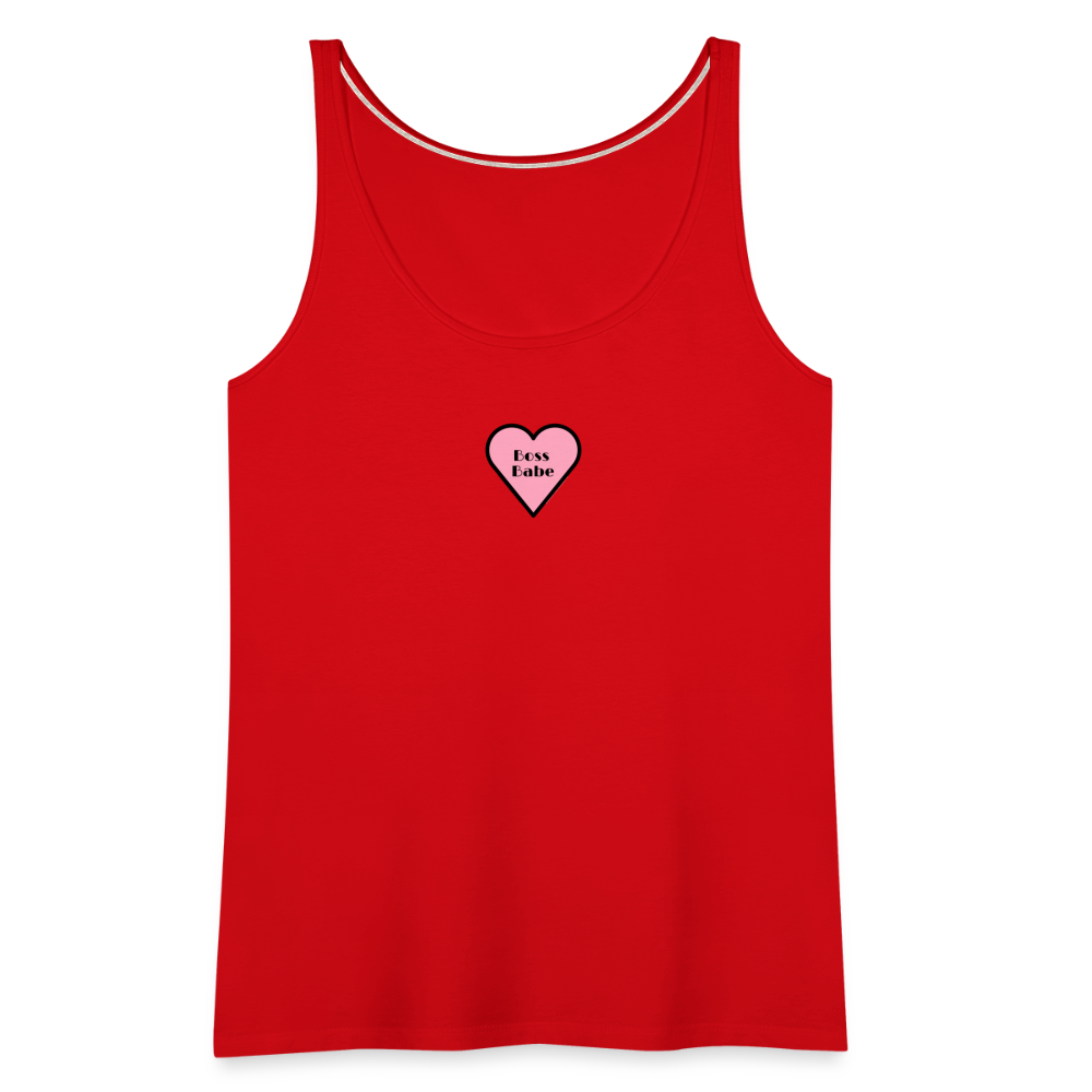 Customizable Boss Babe Pink Heart Moji Women’s Premium Tank Top - Emoji.Express - red
