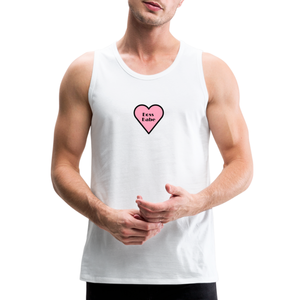 Customizable Boss Babe Pink Heart Moji Men’s Premium Tank Top - Emoji.Express - white