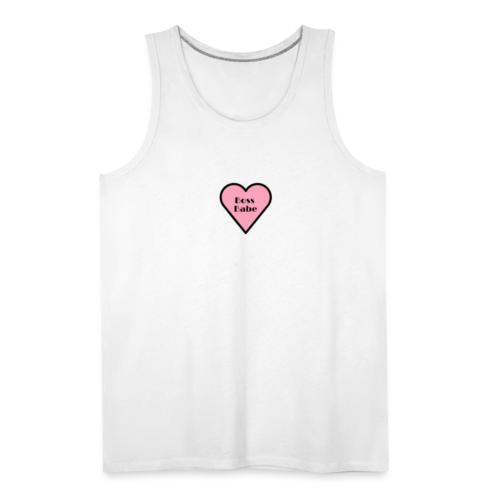 Customizable Boss Babe Pink Heart Moji Men’s Premium Tank Top - Emoji.Express - white
