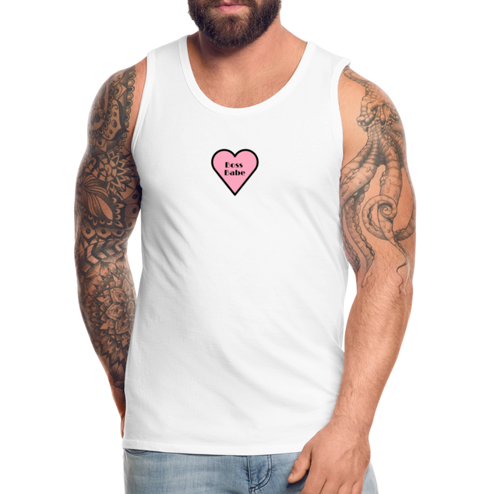 Customizable Boss Babe Pink Heart Moji Men’s Premium Tank Top - Emoji.Express - white