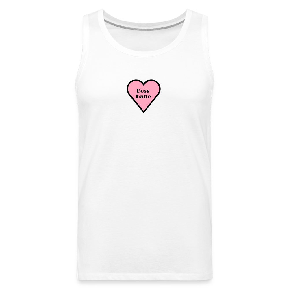 Customizable Boss Babe Pink Heart Moji Men’s Premium Tank Top - Emoji.Express - white