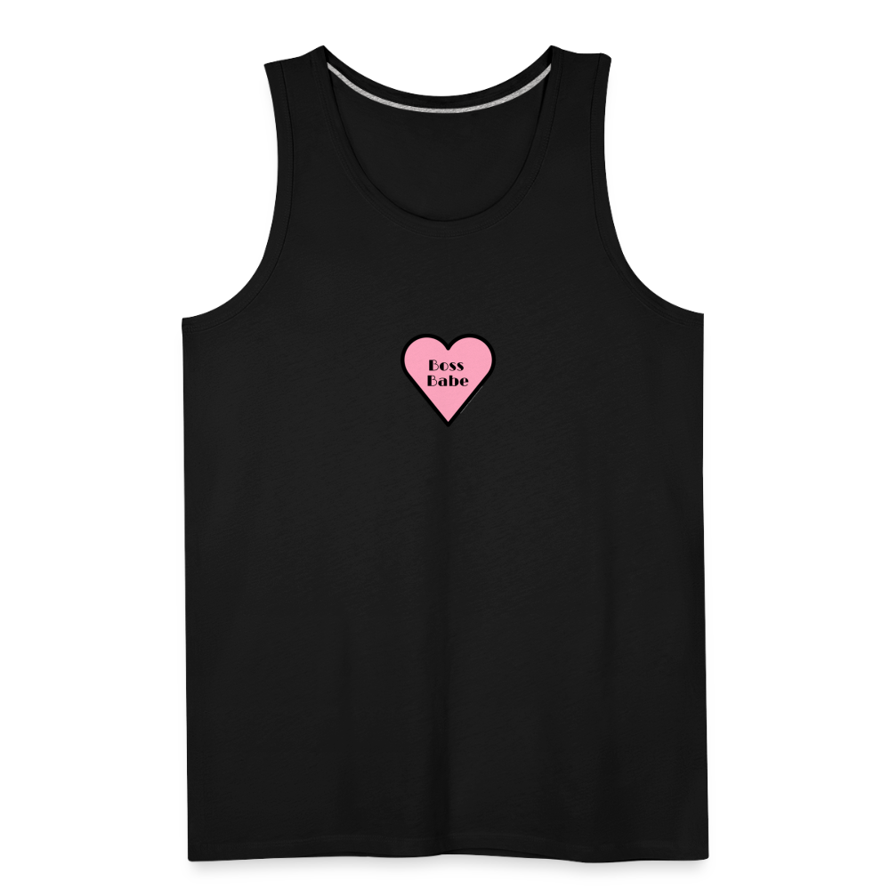 Customizable Boss Babe Pink Heart Moji Men’s Premium Tank Top - Emoji.Express - black