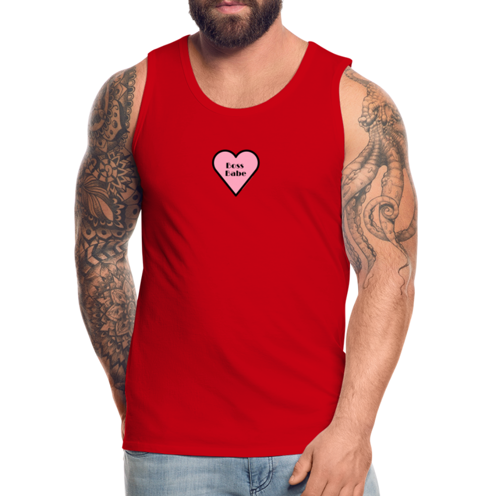 Customizable Boss Babe Pink Heart Moji Men’s Premium Tank Top - Emoji.Express - red