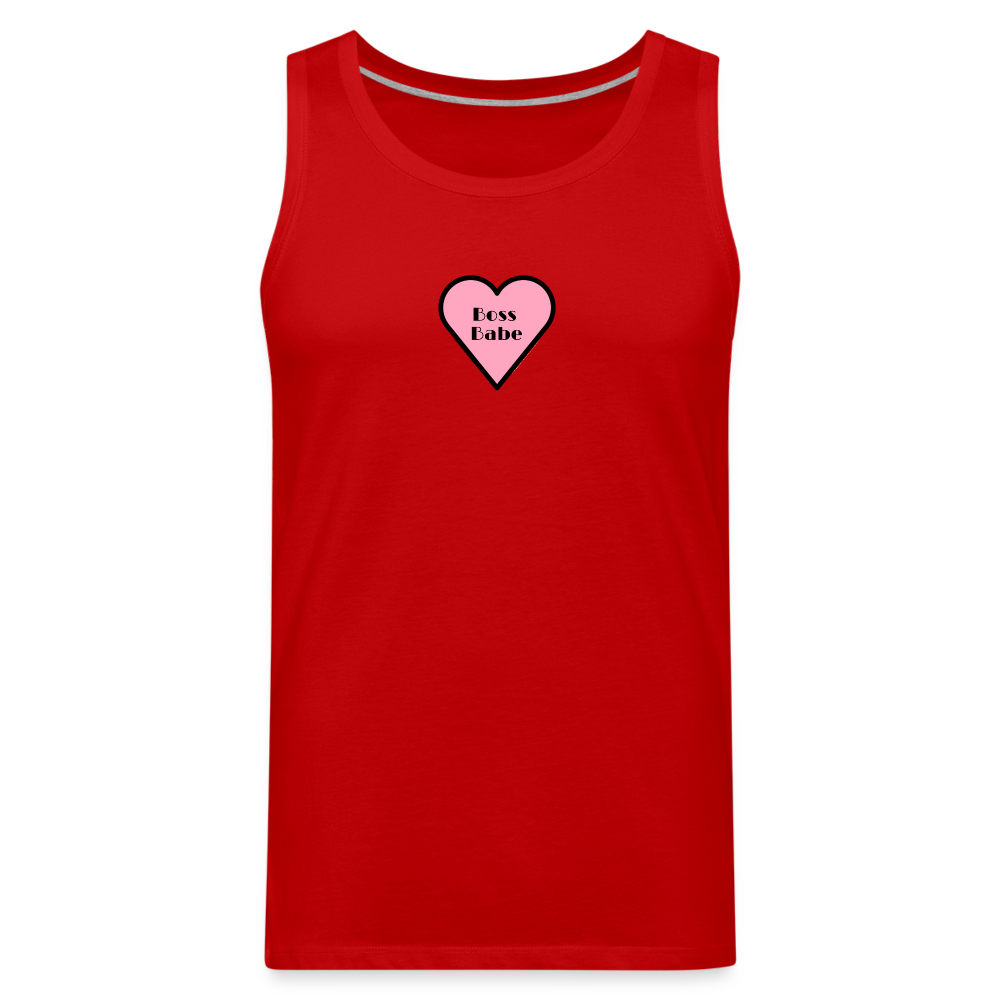 Customizable Boss Babe Pink Heart Moji Men’s Premium Tank Top - Emoji.Express - red