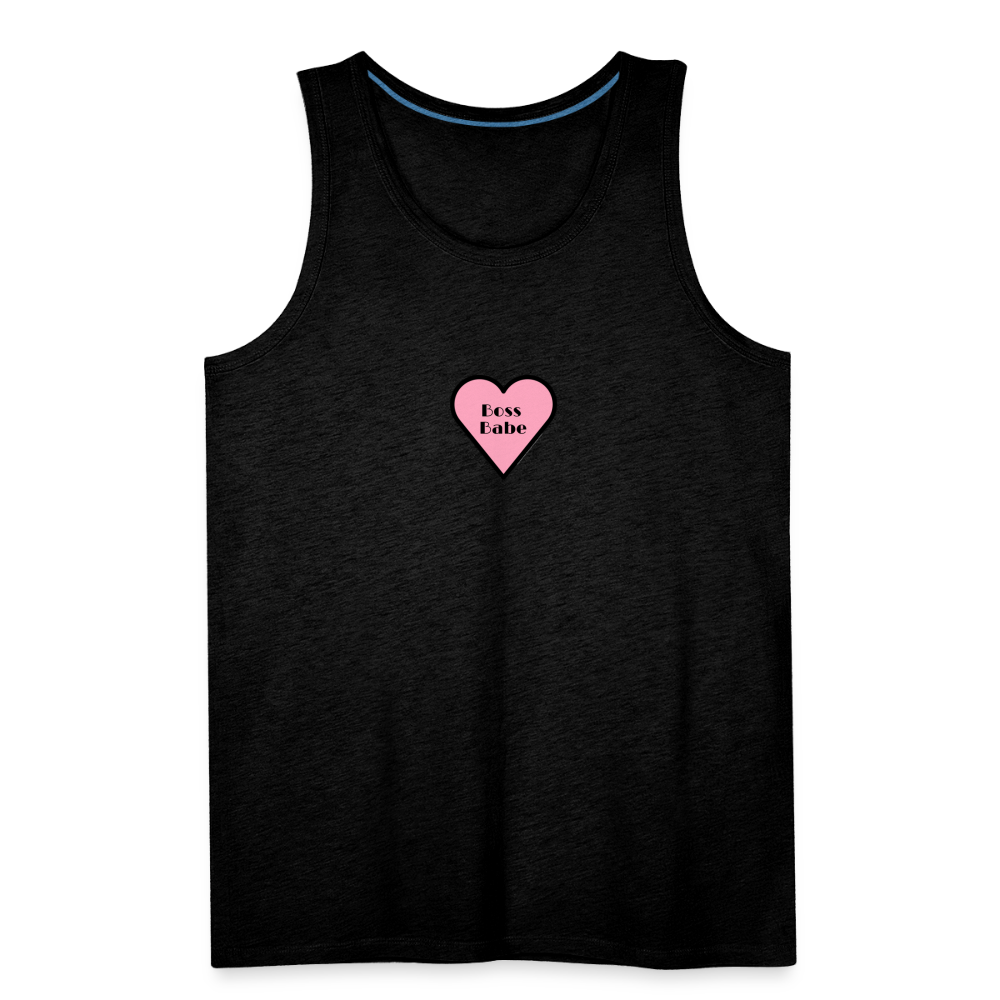 Customizable Boss Babe Pink Heart Moji Men’s Premium Tank Top - Emoji.Express - charcoal grey