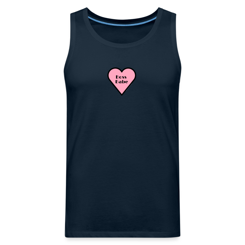 Customizable Boss Babe Pink Heart Moji Men’s Premium Tank Top - Emoji.Express - deep navy