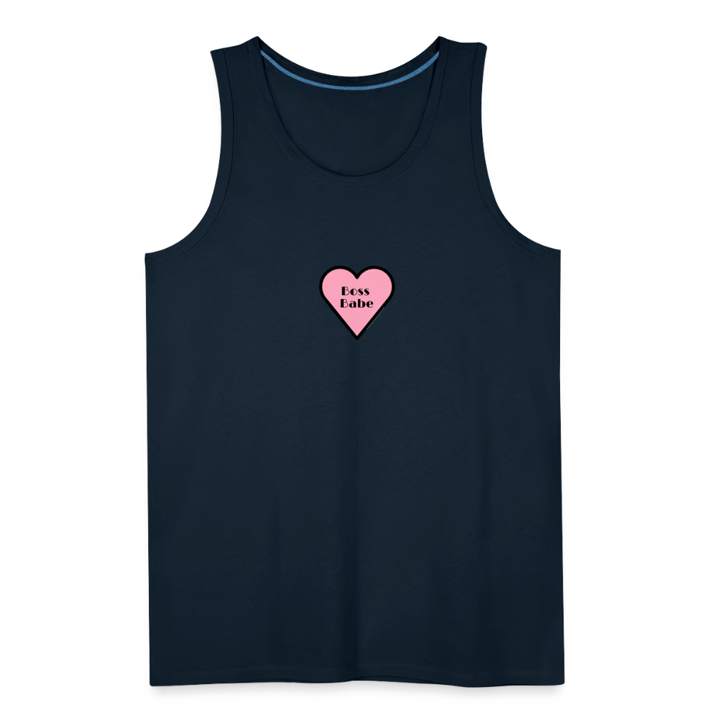 Customizable Boss Babe Pink Heart Moji Men’s Premium Tank Top - Emoji.Express - deep navy