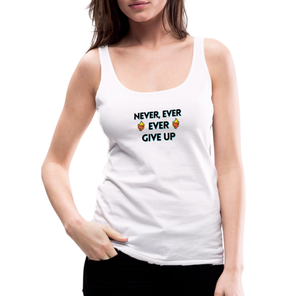 Customizable Emoji Expression: Never, Ever Ever Give Up Heart on Fire Moji Women’s Premium Tank - Emoij.Express - white