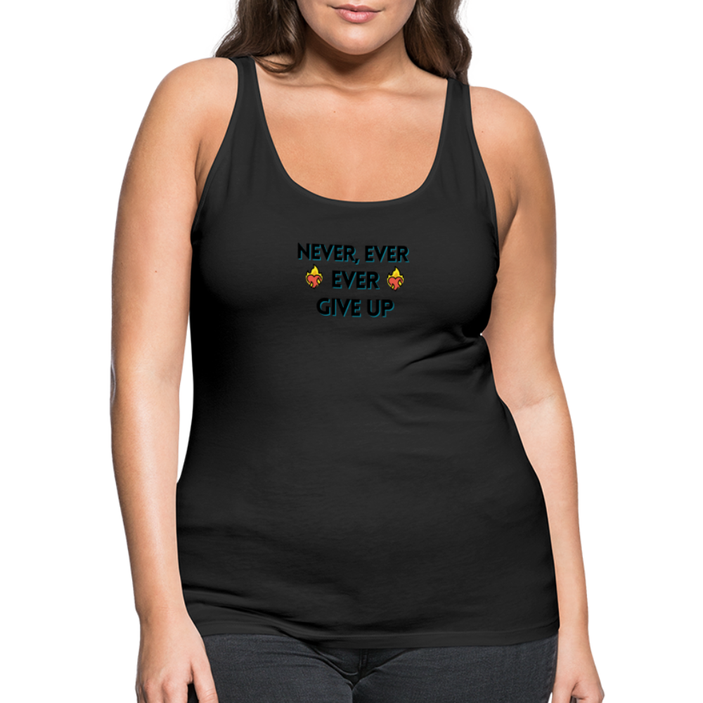 Customizable Emoji Expression: Never, Ever Ever Give Up Heart on Fire Moji Women’s Premium Tank - Emoij.Express - black
