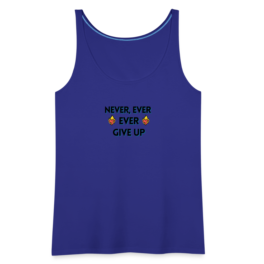 Customizable Emoji Expression: Never, Ever Ever Give Up Heart on Fire Moji Women’s Premium Tank - Emoij.Express - royal blue