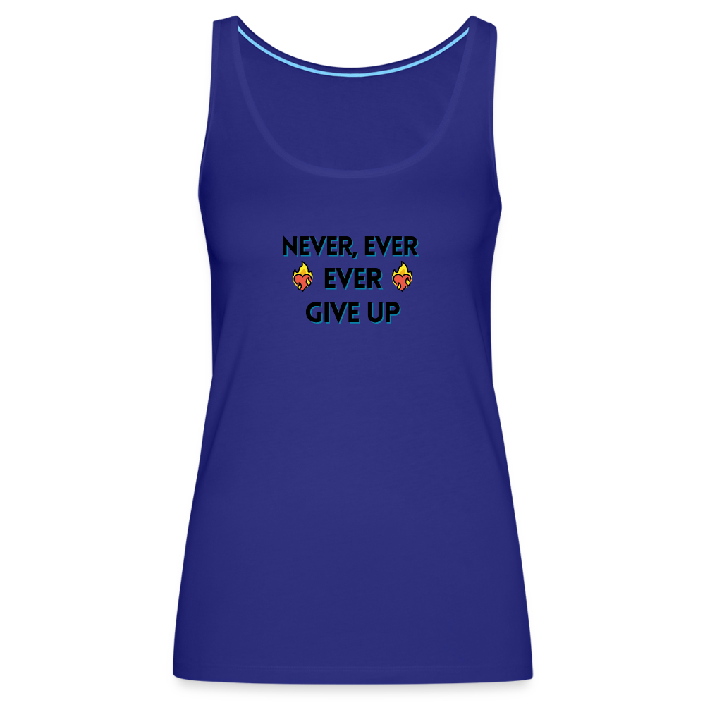 Customizable Emoji Expression: Never, Ever Ever Give Up Heart on Fire Moji Women’s Premium Tank - Emoij.Express - royal blue