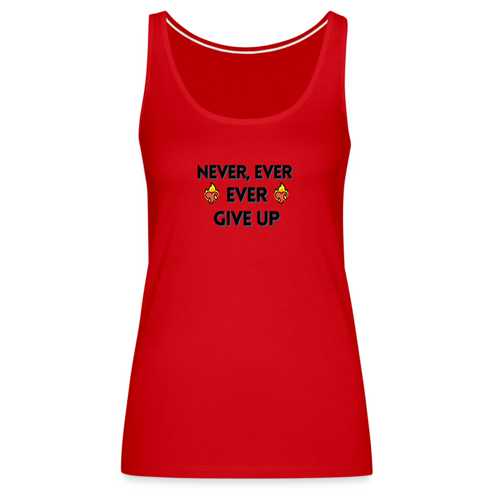 Customizable Emoji Expression: Never, Ever Ever Give Up Heart on Fire Moji Women’s Premium Tank - Emoij.Express - red