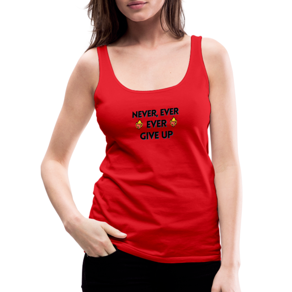 Customizable Emoji Expression: Never, Ever Ever Give Up Heart on Fire Moji Women’s Premium Tank - Emoij.Express - red