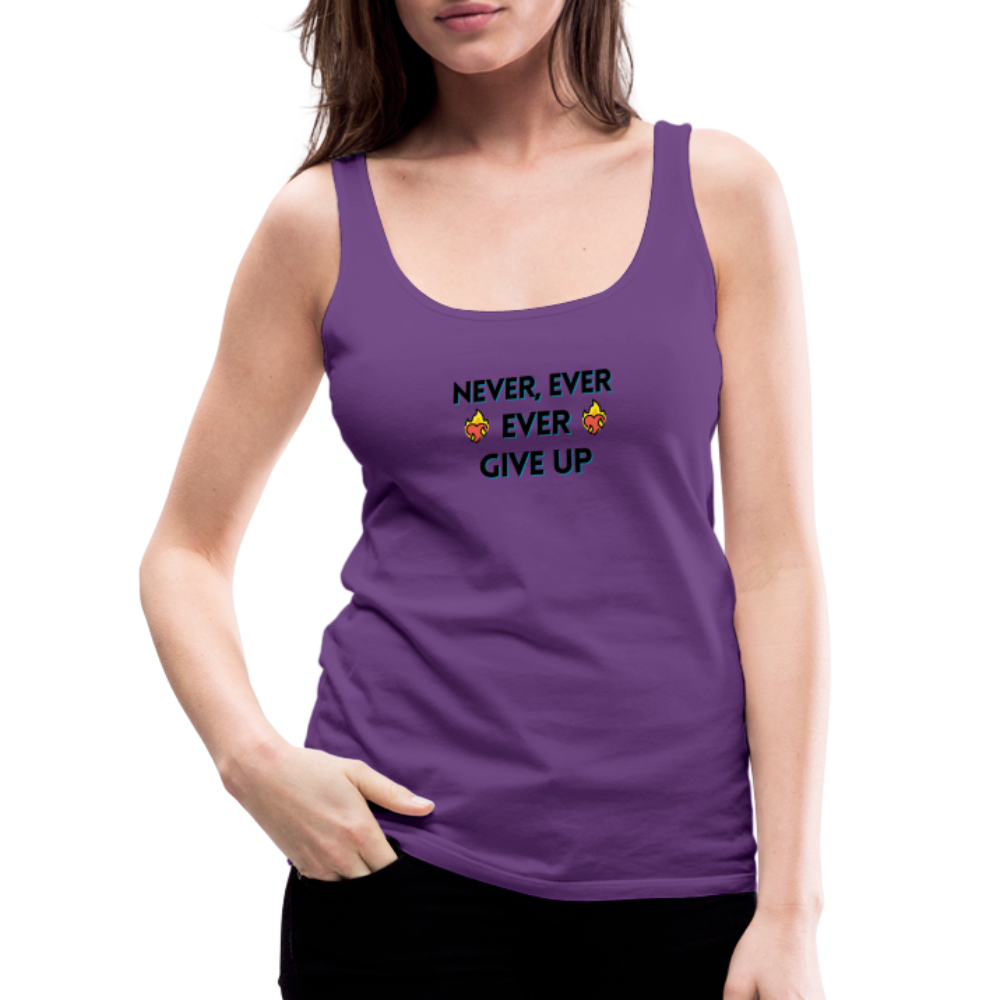 Customizable Emoji Expression: Never, Ever Ever Give Up Heart on Fire Moji Women’s Premium Tank - Emoij.Express - purple