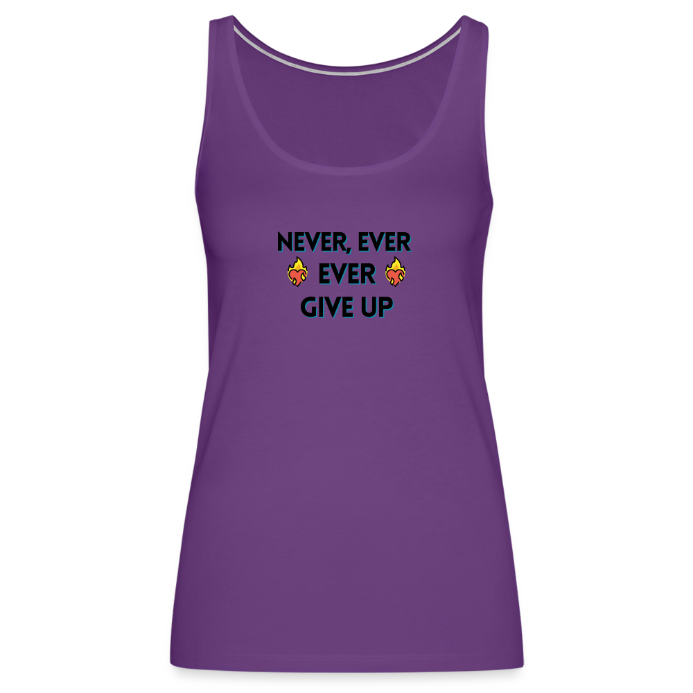 Customizable Emoji Expression: Never, Ever Ever Give Up Heart on Fire Moji Women’s Premium Tank - Emoij.Express - purple