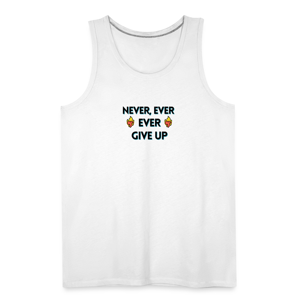 Customizable Emoji Expression: Never, Ever Ever Give Up Heart on Fire Moji Men’s Premium Tank - Emoij.Express - white