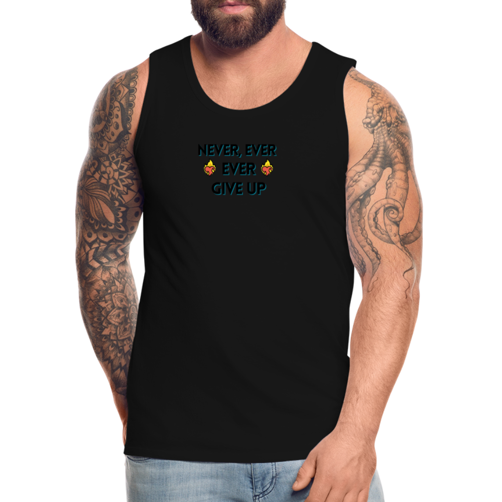 Customizable Emoji Expression: Never, Ever Ever Give Up Heart on Fire Moji Men’s Premium Tank - Emoij.Express - black