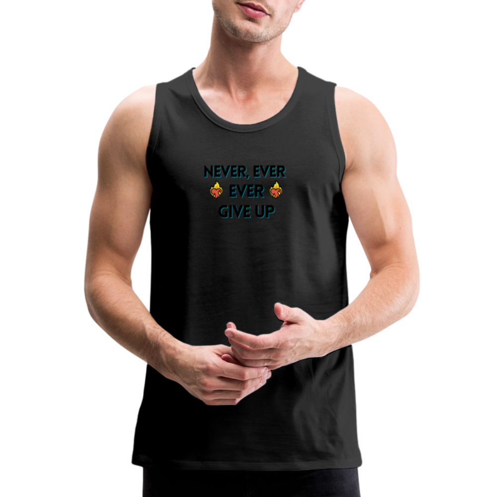 Customizable Emoji Expression: Never, Ever Ever Give Up Heart on Fire Moji Men’s Premium Tank - Emoij.Express - black