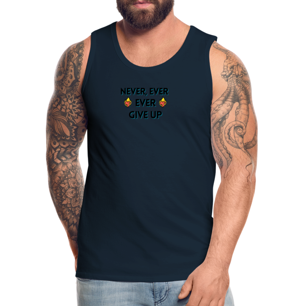Customizable Emoji Expression: Never, Ever Ever Give Up Heart on Fire Moji Men’s Premium Tank - Emoij.Express - deep navy