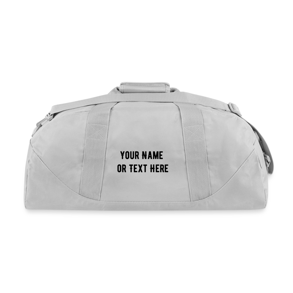 Customizable Emoji Expression: Never, Ever Ever Give Up Heart on Fire Moji (Double Sided Print) Recycled Duffel Bag - Emoij.Express - gray