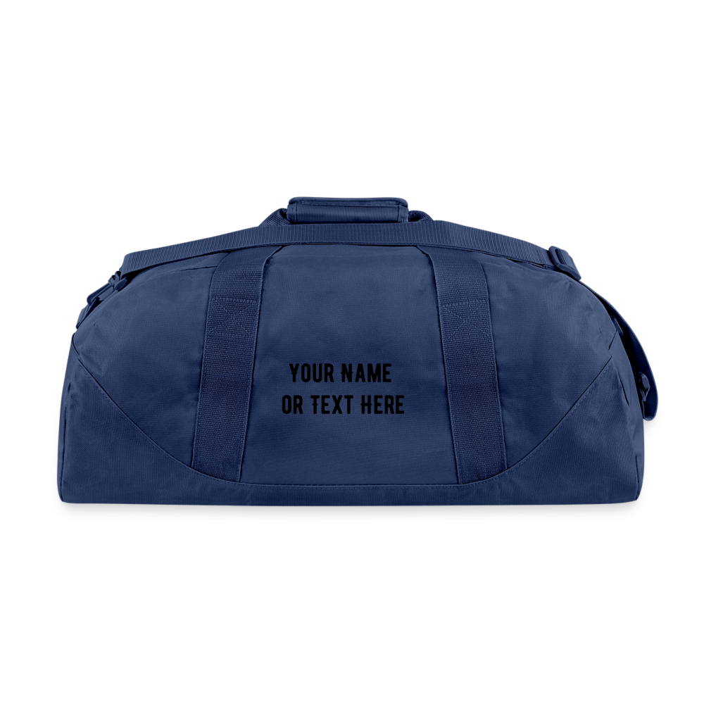 Customizable Emoji Expression: Never, Ever Ever Give Up Heart on Fire Moji (Double Sided Print) Recycled Duffel Bag - Emoij.Express - navy