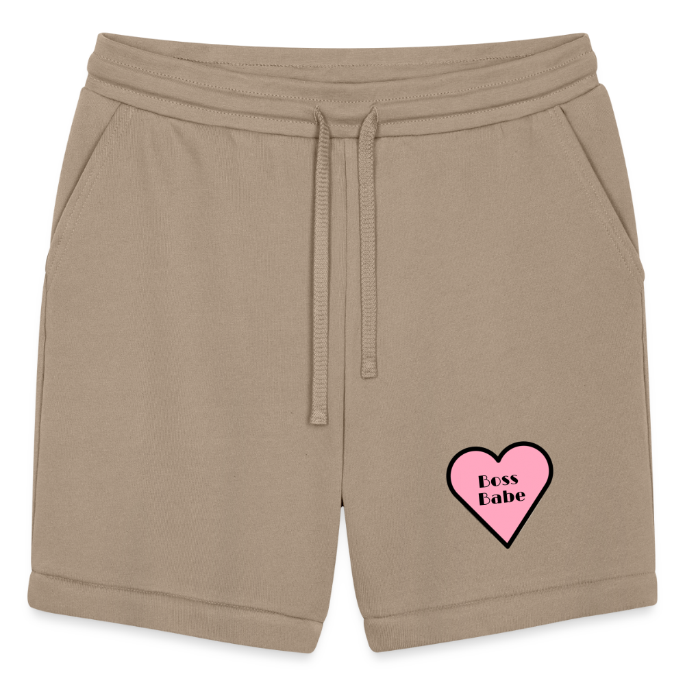 Customizable Emoji Expression: Boss Babe Pink Heart Moji Bella + Canvas Unisex Short - Emoij.Express - tan