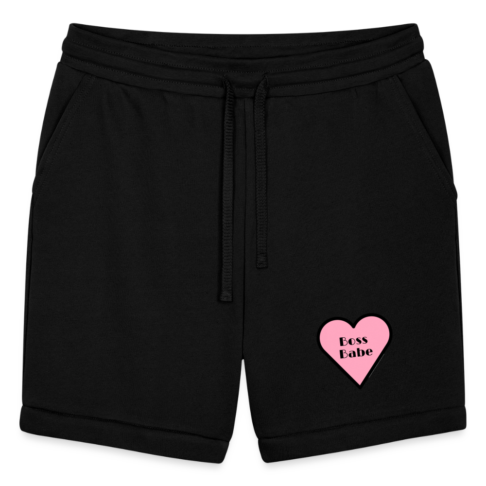 Customizable Emoji Expression: Boss Babe Pink Heart Moji Bella + Canvas Unisex Short - Emoij.Express - black