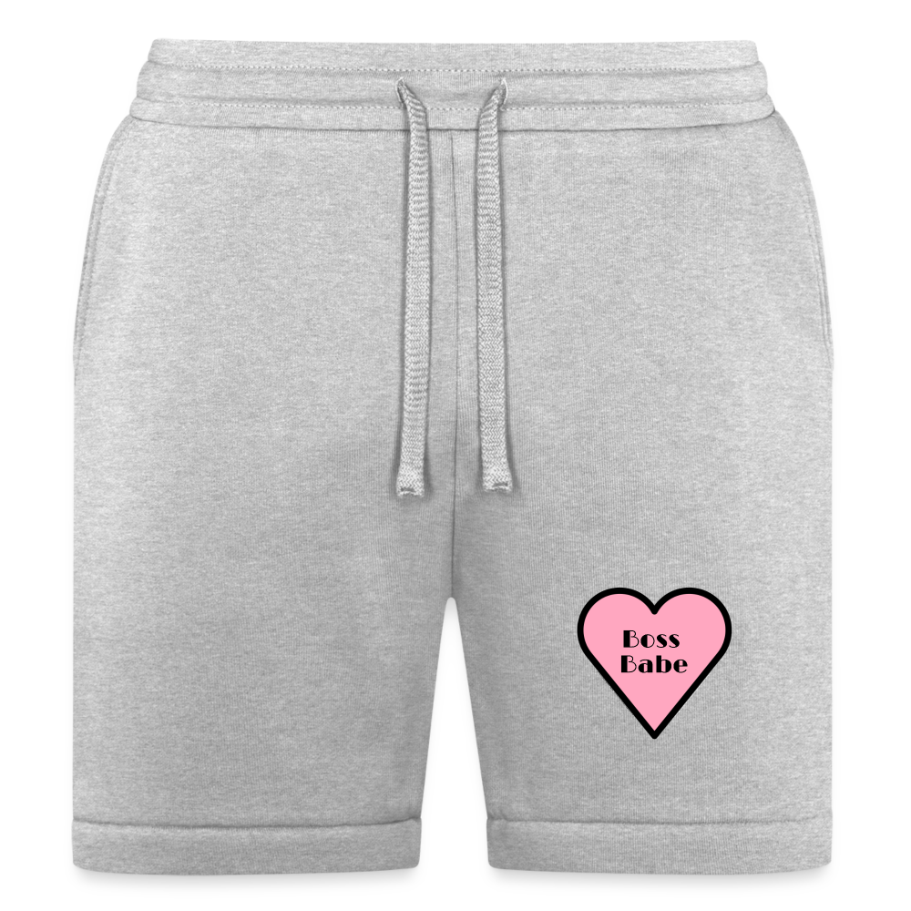 Customizable Emoji Expression: Boss Babe Pink Heart Moji Bella + Canvas Unisex Short - Emoij.Express - heather gray