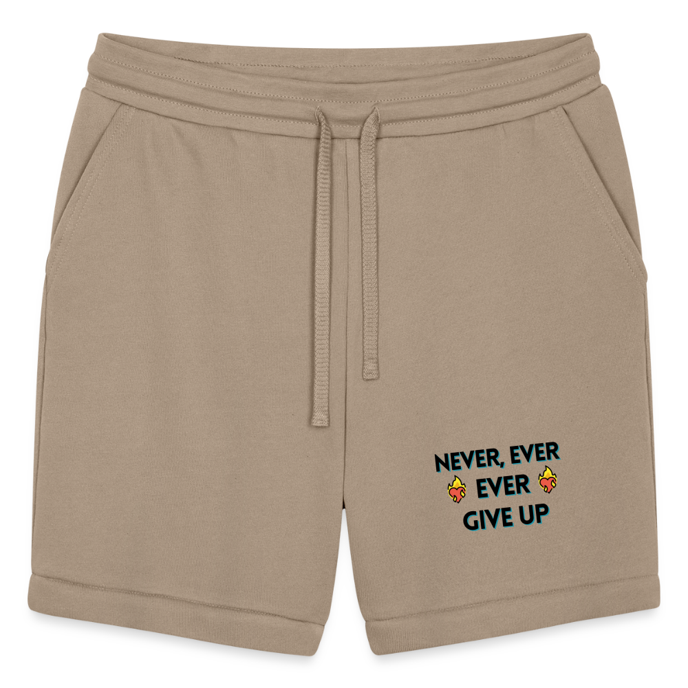 Customizable Emoji Expression: Never, Ever Ever Give Up Heart on Fire Moji Bella + Canvas Unisex Short - Emoij.Express - tan