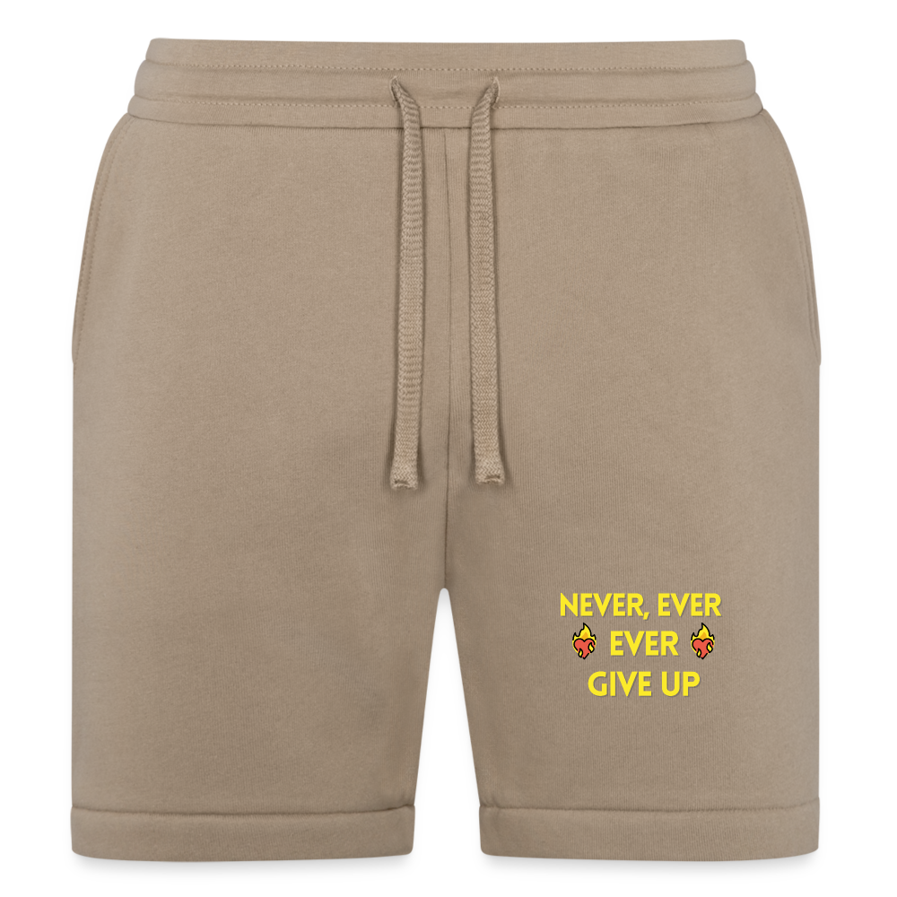 Customizable Emoji Expression: Never, Ever Ever Give Up Heart on Fire (Yellow) Moji Bella + Canvas Unisex Short - Emoij.Express - tan