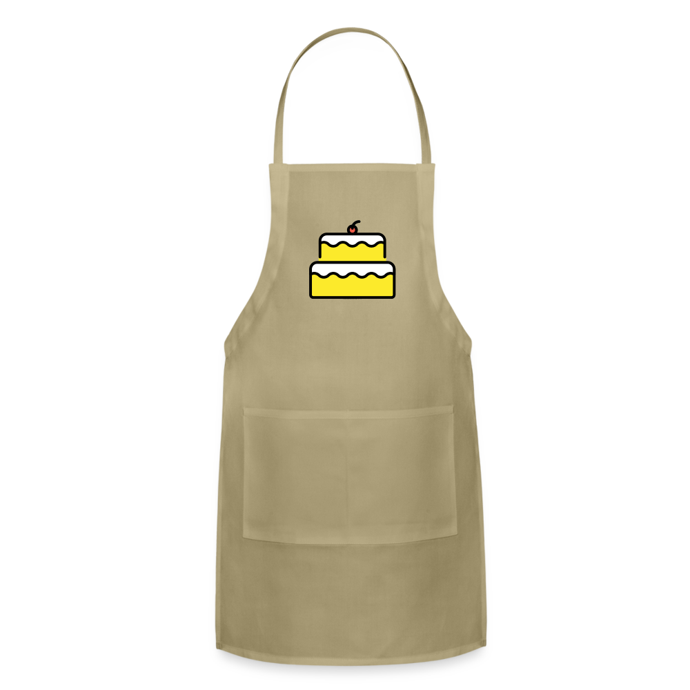 Customizable Birthday Cake Moji Adjustable Apron - Emoji.Express - khaki