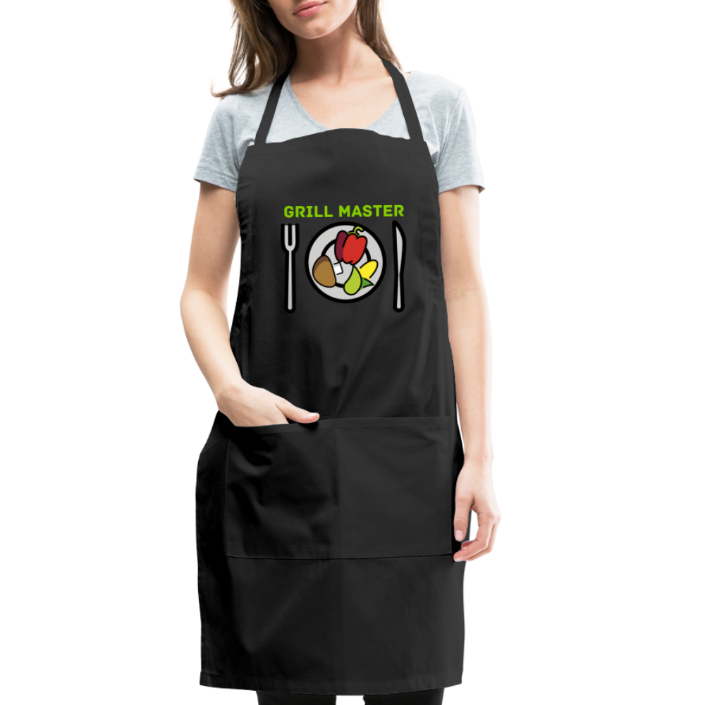 Customizable Emoji Expression: Grill Master Fork with Knife and Plate and Veggie Moji Adjustable Apron - Emoji.Expression - black