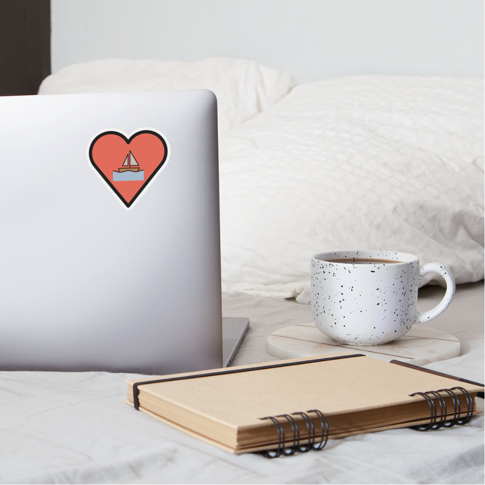 Emoji Expression: Red Heart with Sailboat Moji - Emoji.Express - white matte